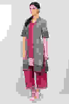 Maroon Cotton Fusion Wear Set image number 4