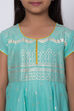 Turquoise Cotton Anarkali Kurta Churidar Suit Set image number 1