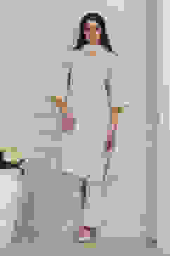 White Poly Chanderi Straight Suit Set image number 8