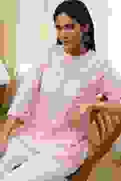 Pink Cotton Yarn Dyed Short Kurta image number 0