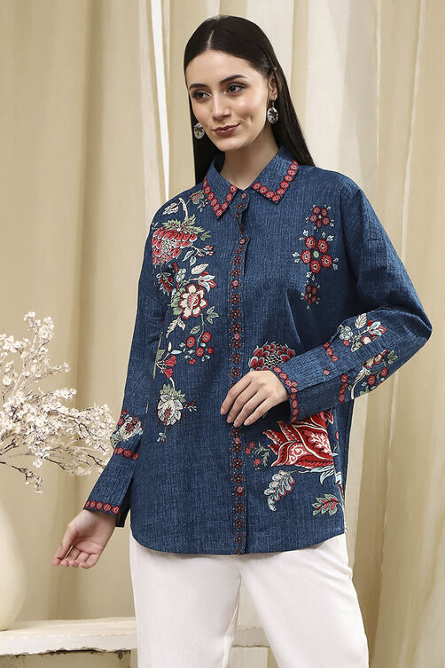 Brown Cotton Floral Printed Shirt image number 5