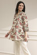 Off-White and Red Cotton A-Line Shirt image number 2