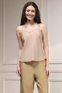 Nude Polyester Straight Solid Kurta image number 5