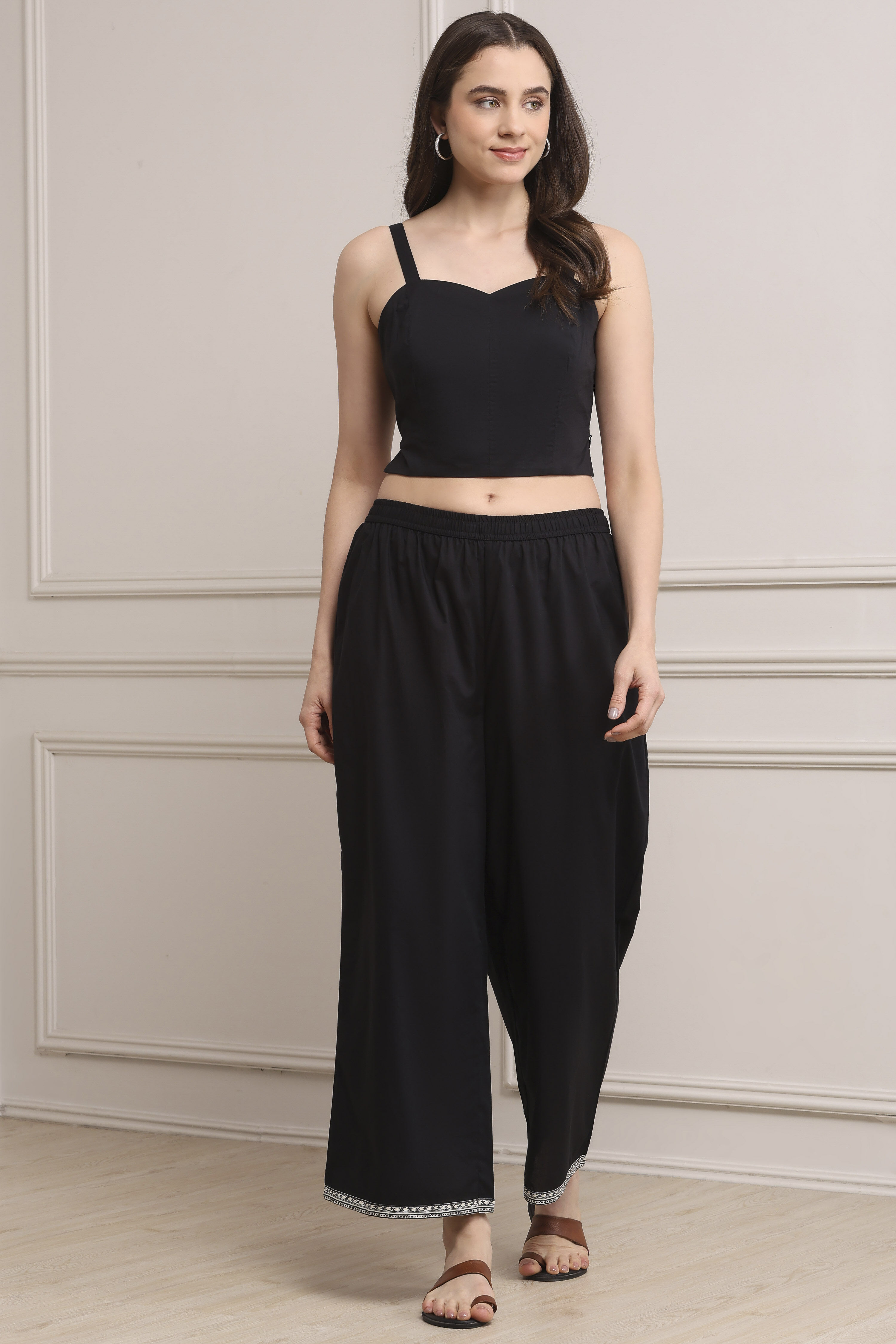 White Cotton Anarkali Fusion Set image number 5