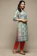 Green Cotton Straight Printed Kurta image number 4