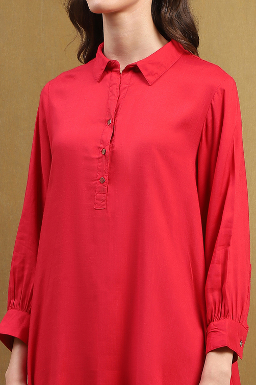 Mustard Yellow Solid Asymmetric Short Kurta image number 1