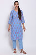 Peach Metallic Cotton Printed Kurta image number 0
