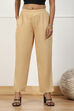 Beige Solid Mid-Rise Regular Pants image number 4