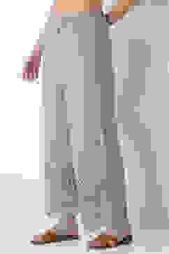 Grey Cotton Straight Palazzos image number 3