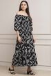 Black Cotton Tiered Dress image number 4