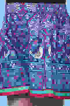 Blue Mosaic Printed Cotton Shorts image number 1