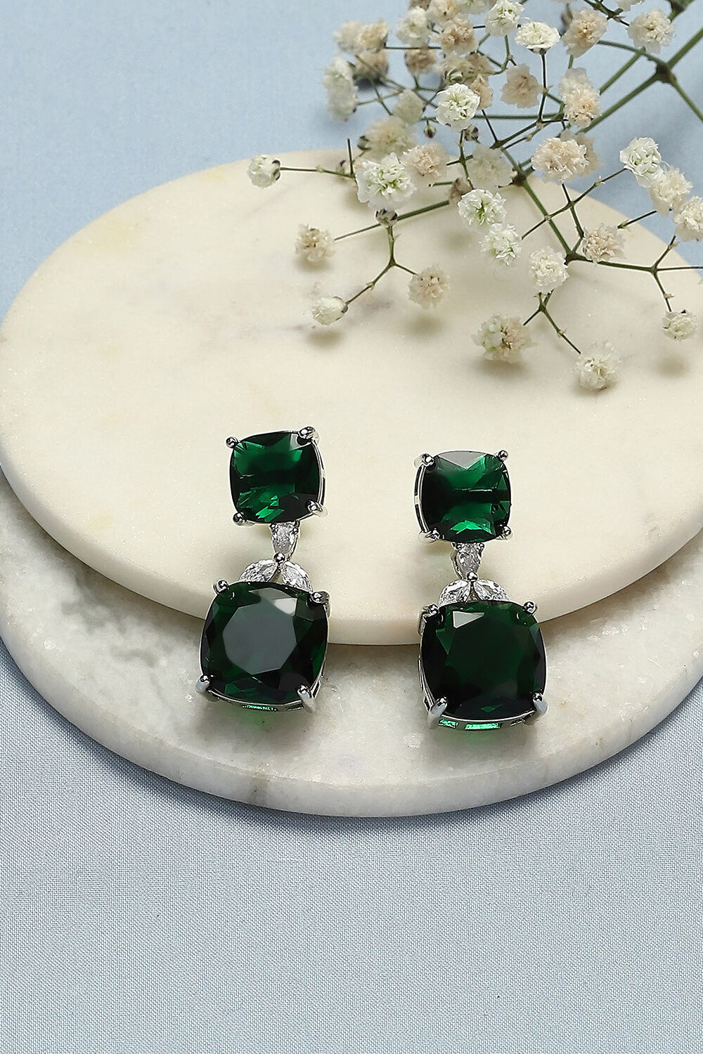 Green Brass Earrings image number 0