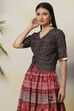Black Straight Art Silk Printed Short Top image number 2