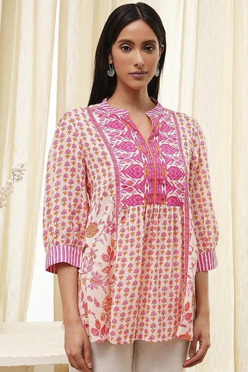 Pink Straight Short Kurta image number 1