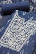 Blue Linen Royal-Ikkat  Buti Print Unstitched Suit Set image number 1