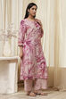 Pink Modal Floral Printed Straight Kurta Set image number 5