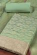Green Cotton Printed Embroidered Unstitched Suit Set image number 1