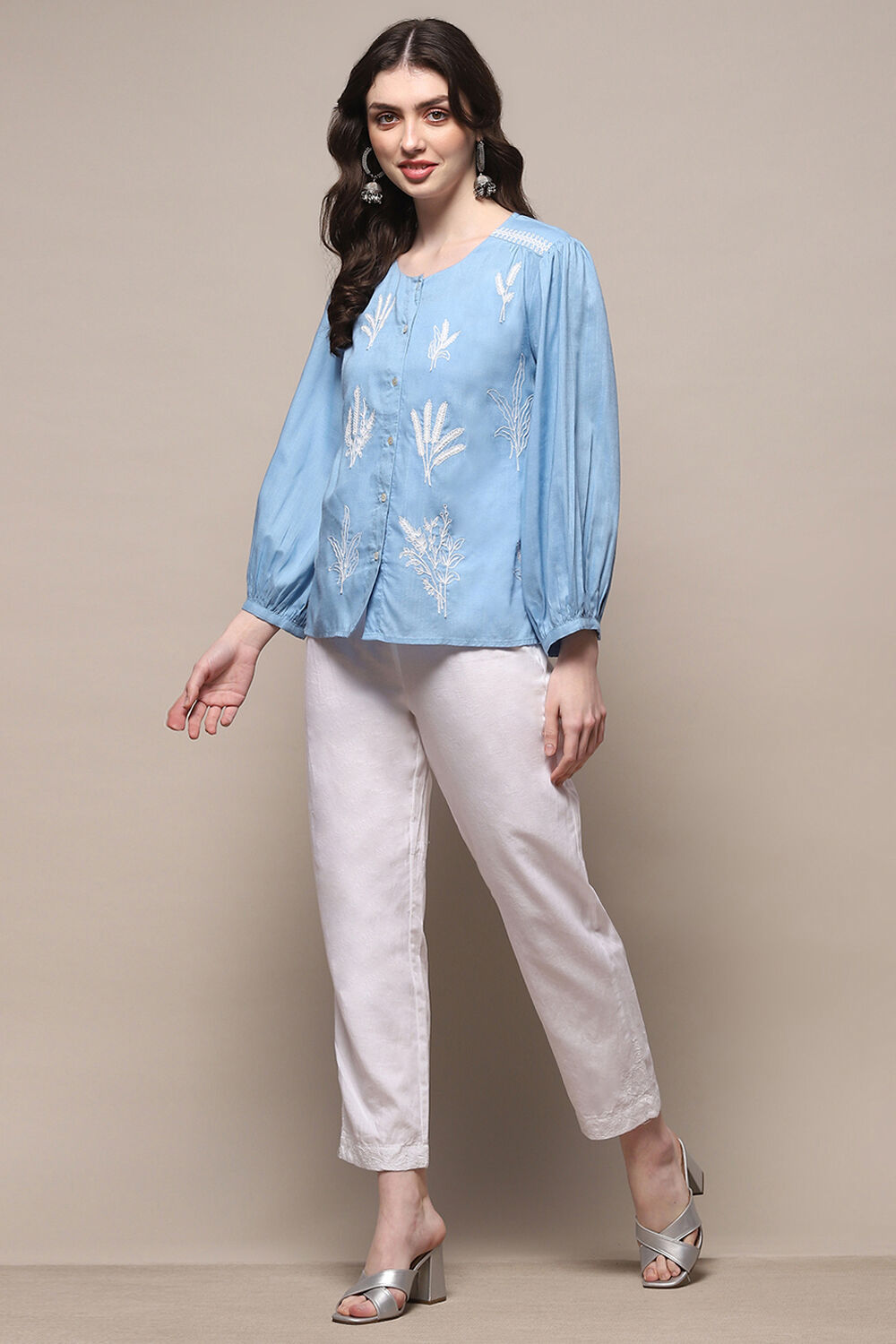 White Cotton Slim Pant image number 0