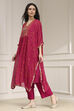 Purple Viscose Straight Printed Fusion Set image number 3
