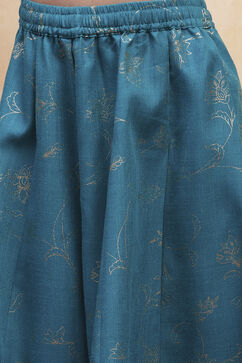 Teal Green Printed Peplum Suit Set image number 2