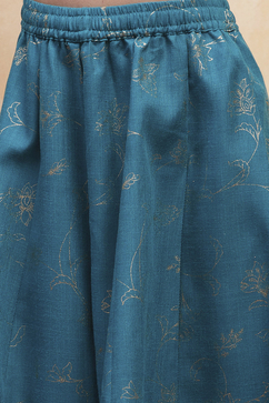 Teal Green Printed Peplum Lehenga Set image number 2