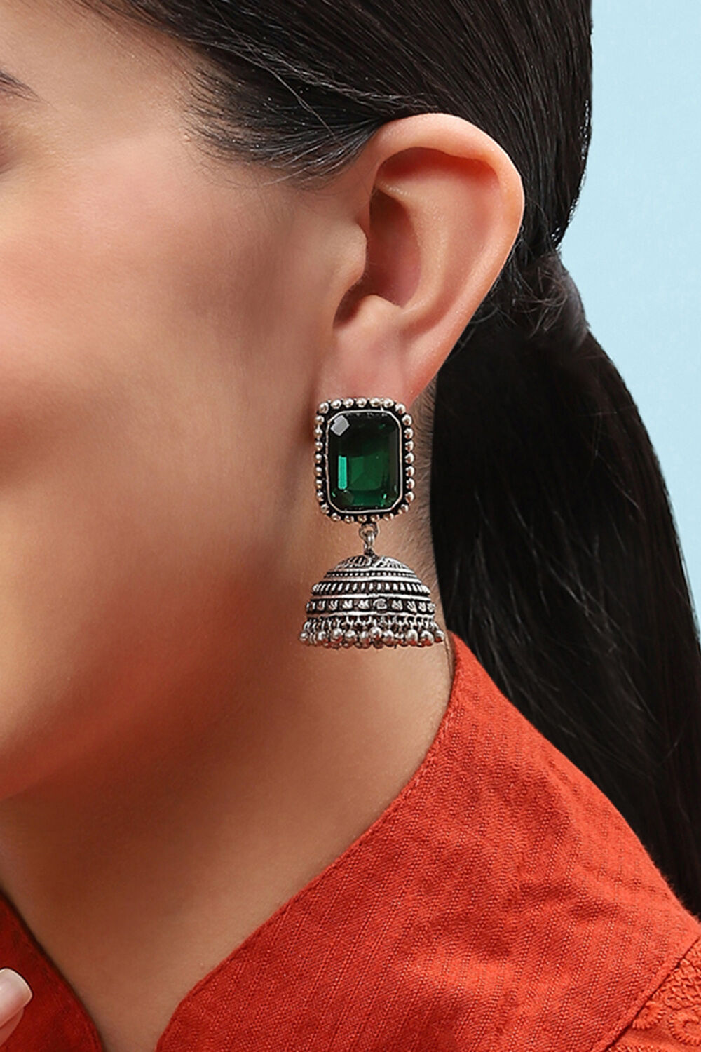 Green Brass Earrings image number 3