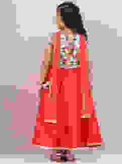 Orange & Turquoise Art Silk Lehenga Set image number 4