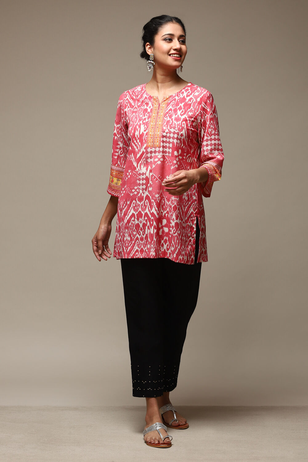 Maroon Viscose Yarndyed Narrow Pants image number 0