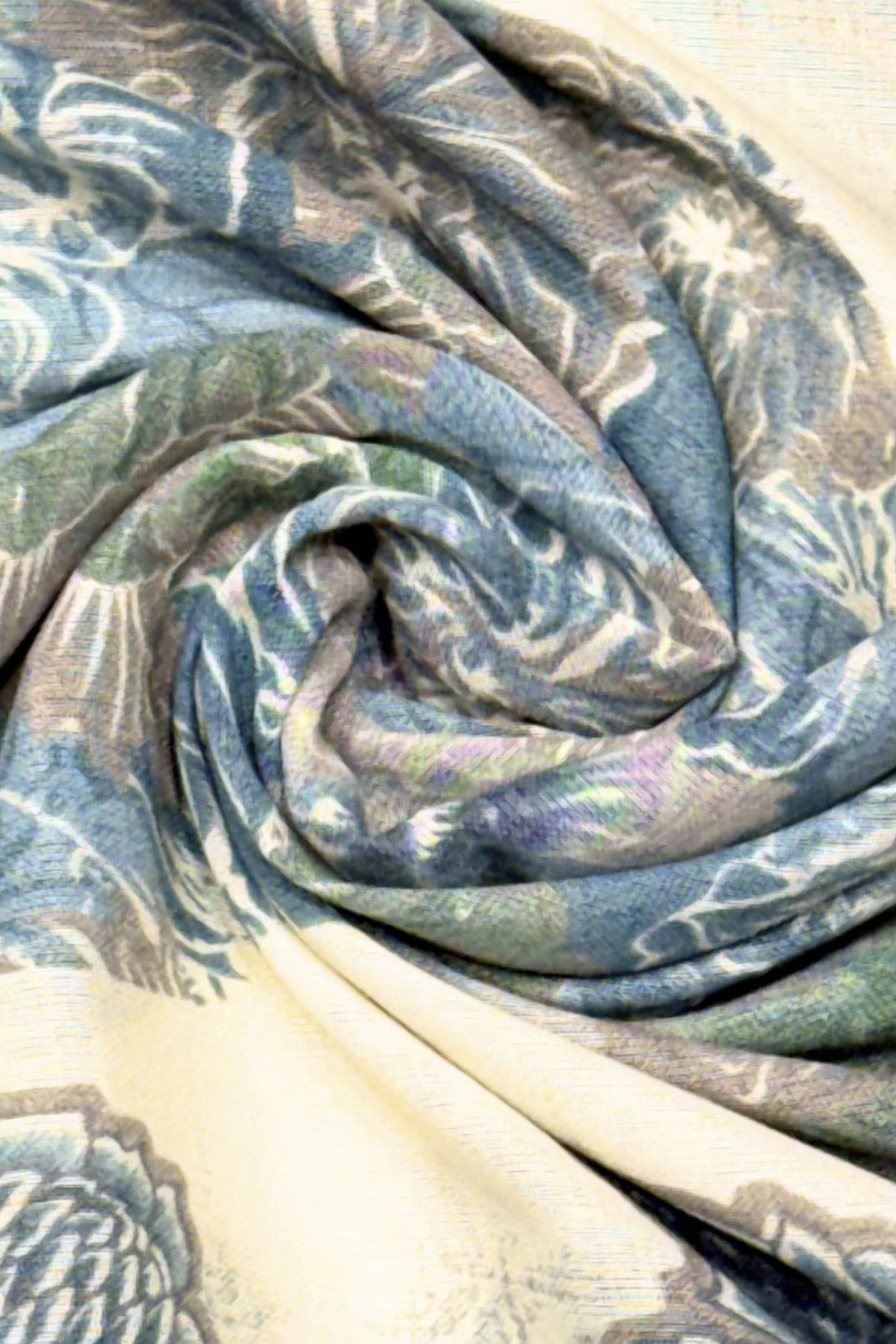 Blue Cotton Printed Unstitched Suit Set image number 2