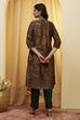 Brown Floral Printed Straight Kurta image number 4