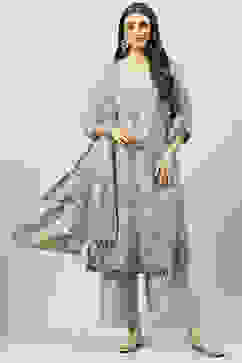 Mint Green Art Silk Straight Kurta Palazzo Suit Set image number 2