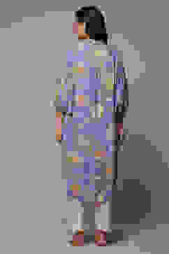 Purple Rayon Straight Printed Kurta image number 2