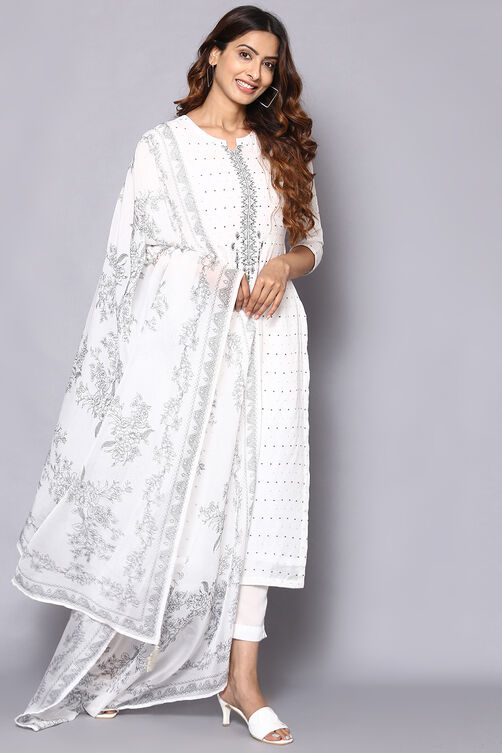 Black And White Muslin Easy Stitch Suit Set image number 5