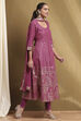 Plum Cotton Printed Anarkali Suit Set image number 5