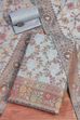 Grey Cotton Printed Embroidered Unstitched Suit Set image number 0
