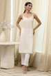 Off-White Embroidered Straight Kurta image number 6