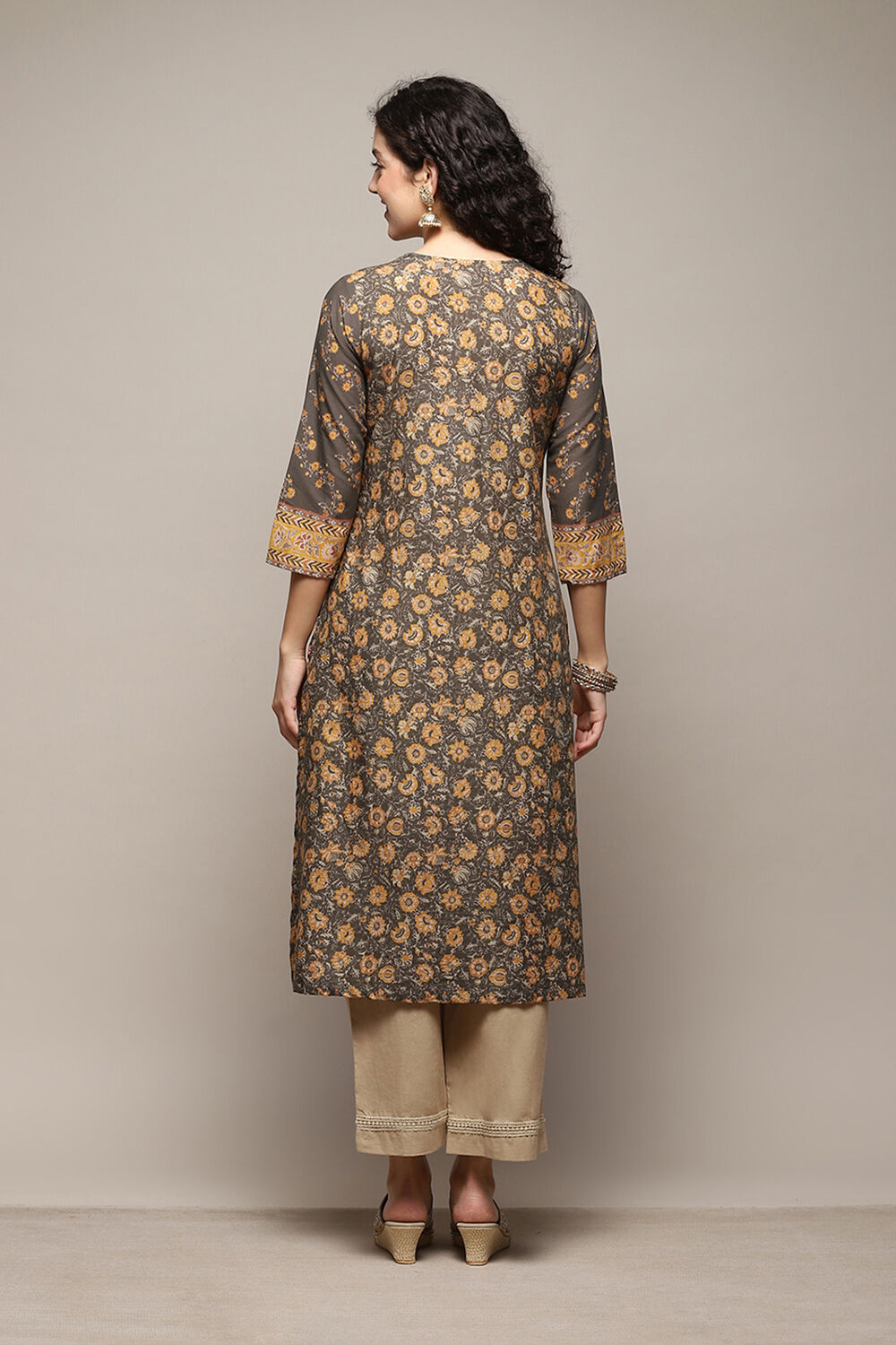 Red Cotton Blend Straight Printed Kurta Narrow Palazzo Suit Set image number 5