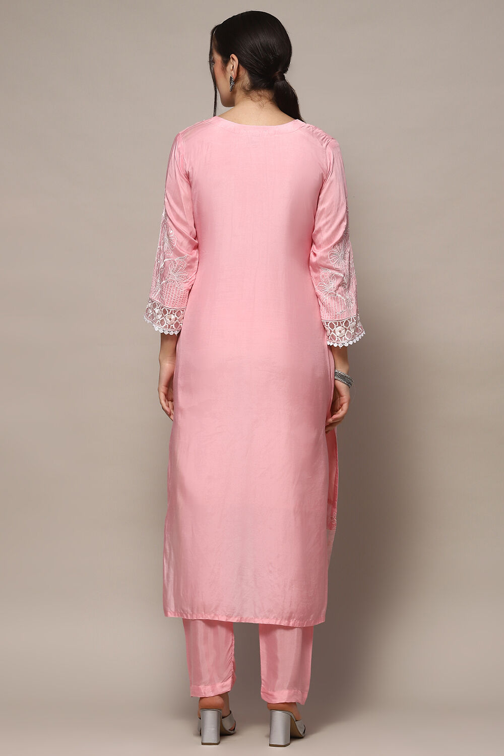 Baby Pink Muslin Unstitched Suit set image number 6