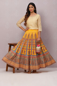 Yellow Flared Art Silk Skirts image number 4