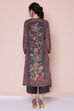 Brown Viscose A-line Tunic Pants Set image number 5