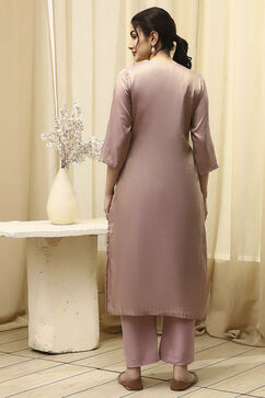 Lavender Tissue Machine Embroidered Unstitched Suit Set image number 5
