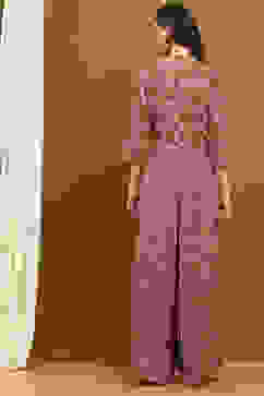 Beige Block-Printed Straight Jumpsuit image number 3