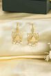 Navy Blue Gold Plated Brass Floral Drop Earrings image number 2