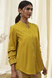 Honey Mustard Cotton Solid High-Low Shirt image number 1