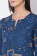 Indigo Cotton Flax Straight Printed Kurta image number 1