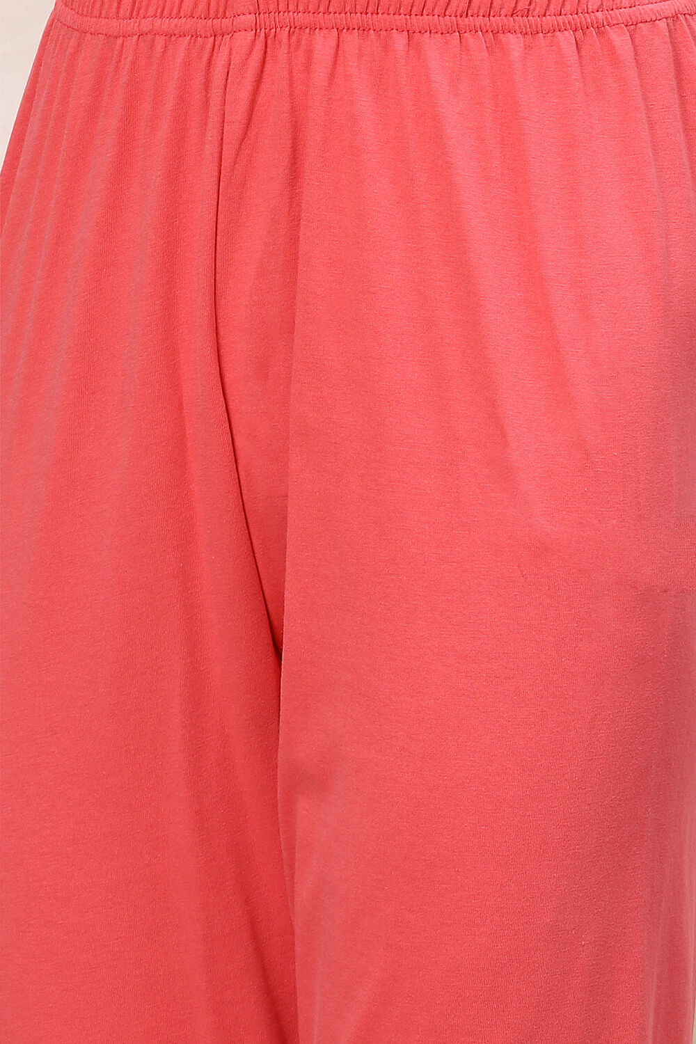 Coral Red Cotton Anarkali Kurta Churidar Suit Set image number 2