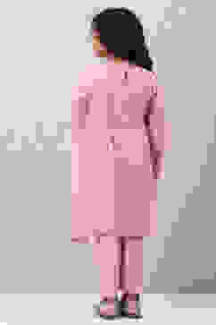 Blush Pink Viscose Straight  Kurta Palazzo Suit Set image number 4