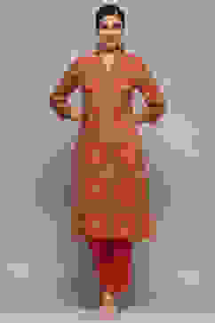 Red Rayon Straight Kurti image number 5