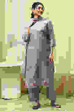 Teal Tissue Machine Embroidered Unstitched Suit Set image number 7