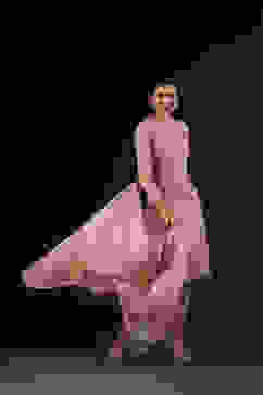 Rohit Bal Light Pink Cotton Silk Anarkali Printed Suit Set image number 6